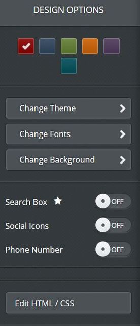 Weebly design options.