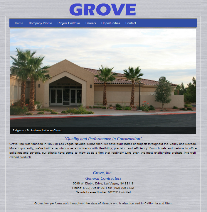 Website design for Las Vegas construction company.